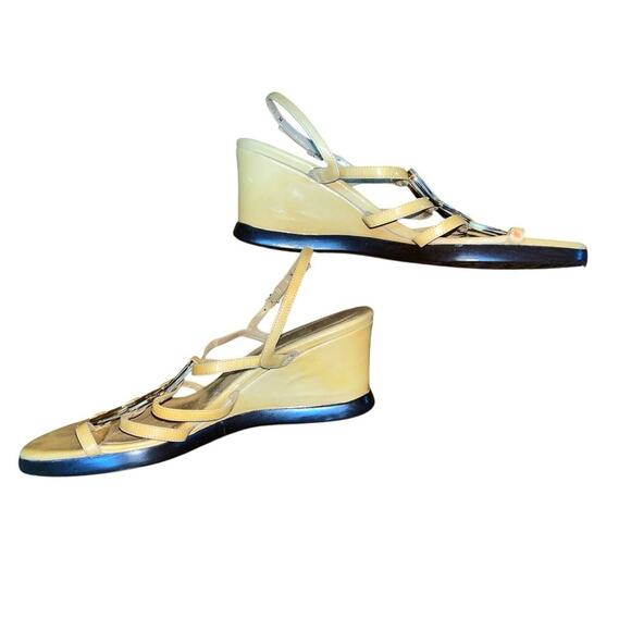 Stuart Weitzman Strappy Tortoiseshell & Leather Wedge Sandals 6.5 - Picture 7 of 9